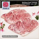 Beef TOPSIDE Australia MELTIQUE SAKA meltik (wagyu alike) daging rendang dendeng frozen SAIKORO DICED CUBED DADU cuts 4cm 1.5" (price/pack 500g 9-10pcs)